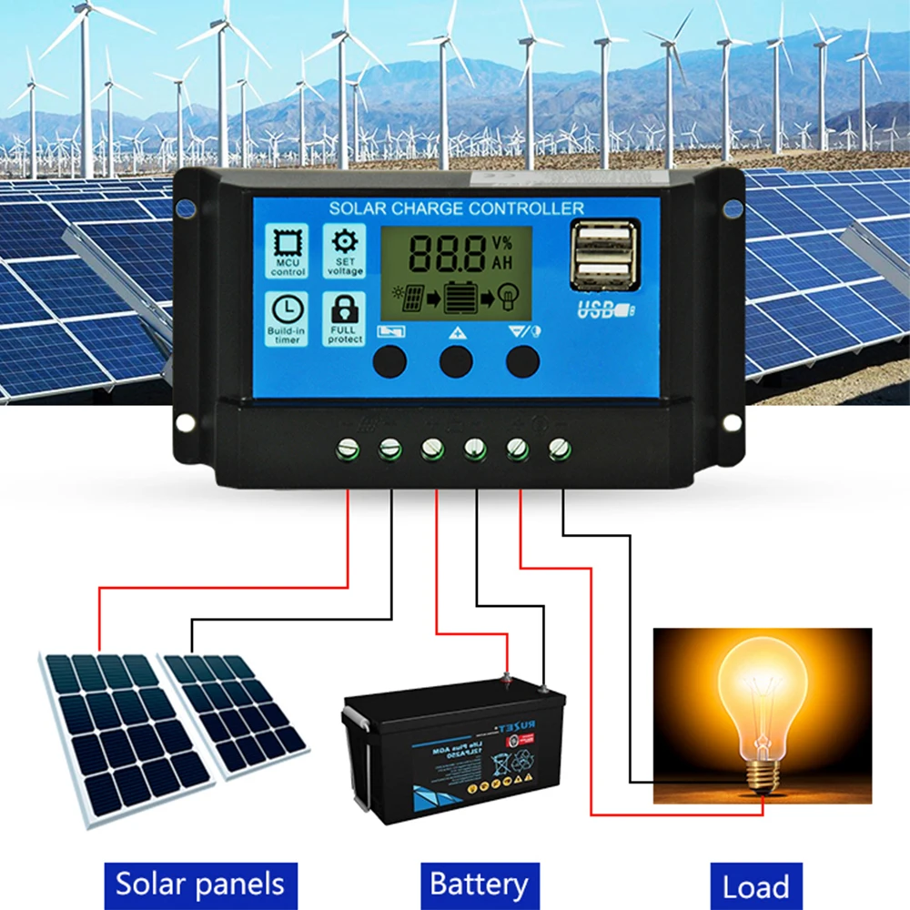 

10/20/30A Solar Panels Battery Charge Controller Lamp Regulator Timer for LED Street Lighting Solar Home System