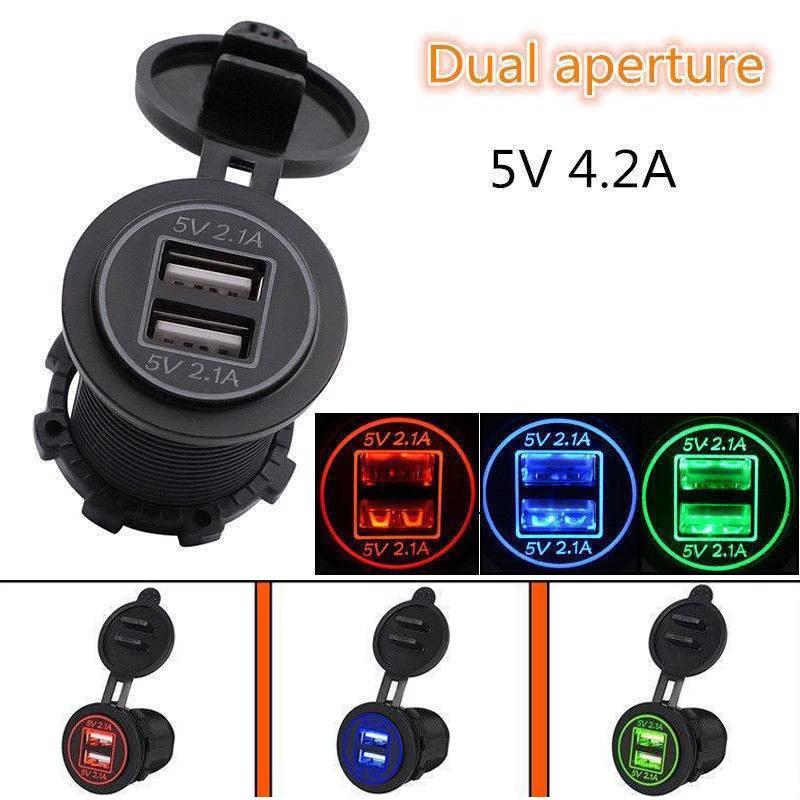عالية الجودة العالمي ولاعة السجائر شاحن سيارة 4.2A 5 V المزدوج 2 شاحن يو اس بي محول مأخذ التوصيل ل DC 12 V 24 V سيارة دراجة نارية