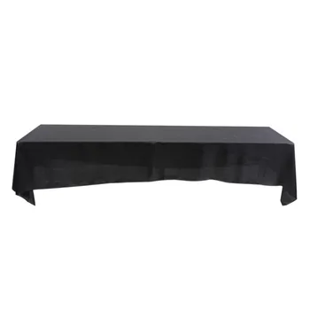 

145x320cm Fitted Stretch Polyester Tablecloth Rectangular Table Cover With Hemmed Edges Wedding Banquet Party Black Tablecloth