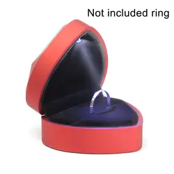 Организатор Дисплей брак предложение сердце светодио дный форма свет Свадьба хранения ювелирных изделий держатель кольцо коробка бархат