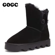 GOGC/женские зимние ботинки из натуральной кожи на меху; шерстяные женские ботинки; женские зимние ботинки из водонепроницаемого материала на платформе; коллекция года; женская обувь; G9721