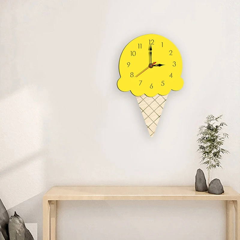 Скандинавский мороженое настенные часы мультфильм тихие часы стены дома украшение для детской комнаты украшение стены Очаровательное украшение ребенка