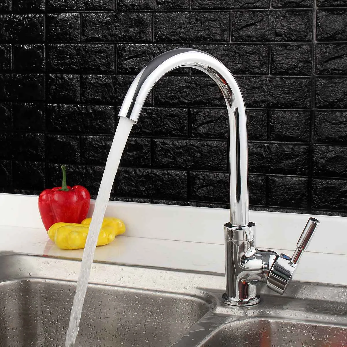 Günstig Chrom 360 Drehbare Küche Waschbecken Becken Wasser Wasserhahn Gebogene Auslauf Mischbatterie Bad Heiße Und Kalte Einzigen Handgriff Wasserhahn