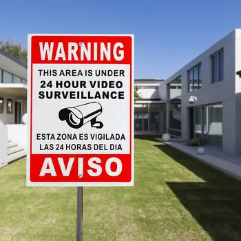 

1pcs 20X30cm Metal 24 Hour Video Surveillance Security Warning Sign CCTV Camera Sign