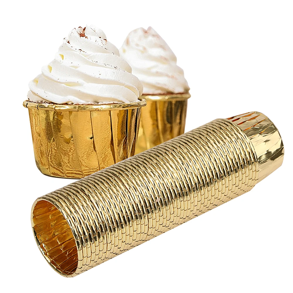 

50pcs/set Golden Kitchen Accessories Paper Cupcake Wrappers Cup Cake Decoration For Wedding Birthday Christmas Party