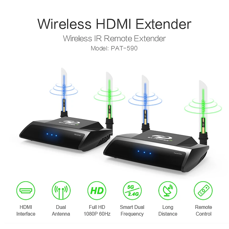 PAT 590 беспроводной Hdmi удлинитель ТВ аудио видео передатчик и приемник цифровой