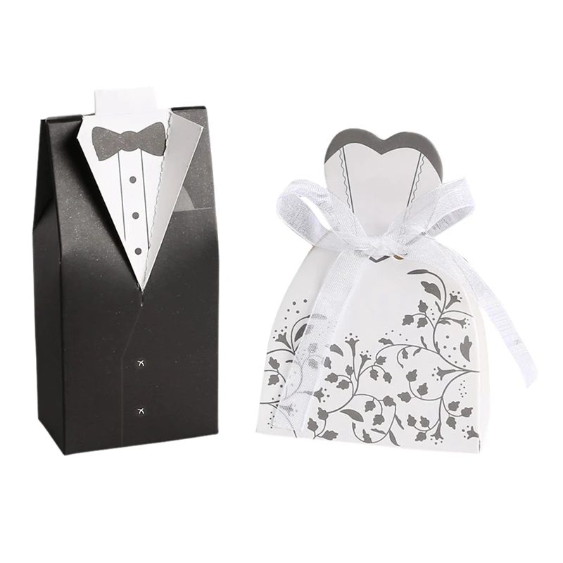 

50 pairs dragee Box black groom + white bride for Wedding