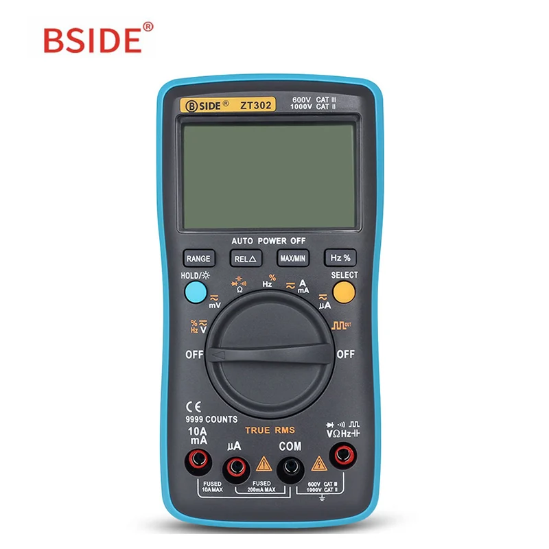 

BSIDE ZT302 True RMS Digital Multimeter 9999 Counts Multifunction AC/DC Voltage Temperature Capacitance Tester DMM New