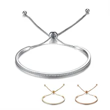 

Micro-Inlaid Zircon Simple Claw Chain Adjustable Bracelets For Women Rose Gold Silver Color Crystal Bracelet Fashion Jewelry