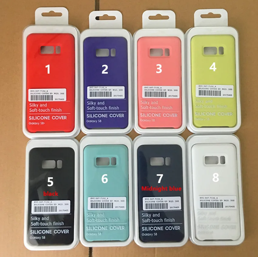 

50Pcs/lot Original Silicone Case cover For samsung s8 s8+ s9 9+ s10 s10e s10 + note 7 8 9 Phone Cover case with Packaging