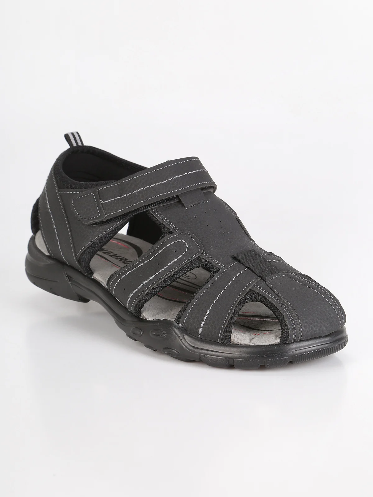 Men's sandal with hook and loop closure Black on