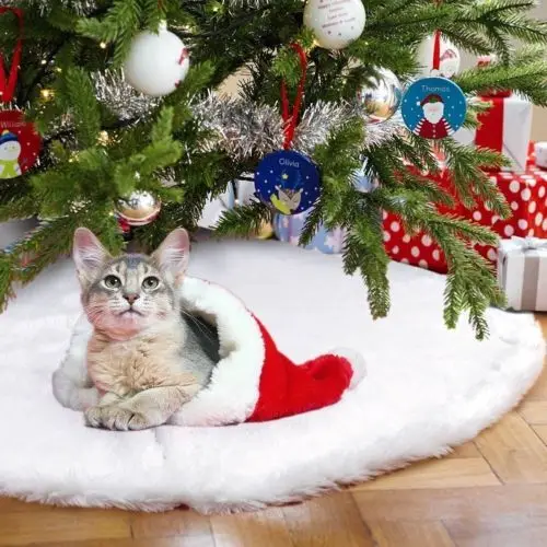 1 Piece Of White Christmas Tree Skirt Plush Faux Fur Carpet Mat Ornaments Merry Decoration |
