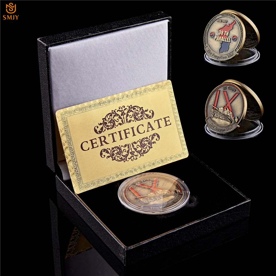 

US.Army IX Corps Forgotten War 1950-1953 Korean War The 38TH Parallel Bronze Military Challenge Collectibles Coin W/Luxury Box