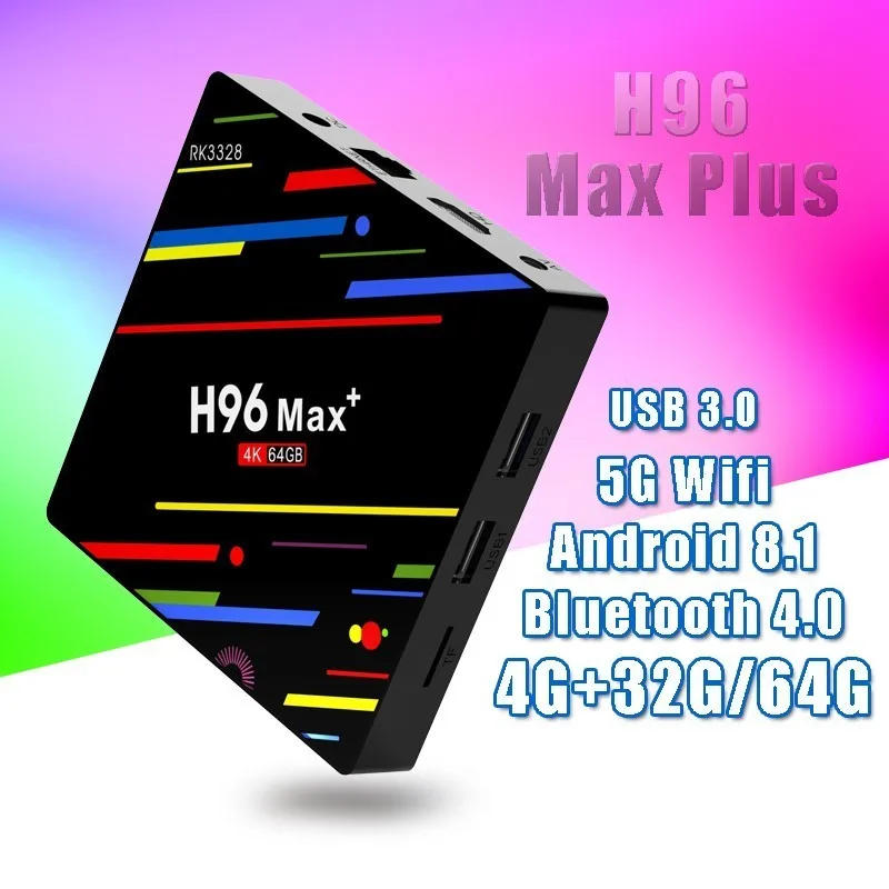 

H96 MAX Plus Android 8.1 TV Box Smart Set-top box Rockchip RK3328 4GB 32GB 64GB USB3.0 Bluetooth 4.0 H.265 4K PK T9 HK1 X96 MAX