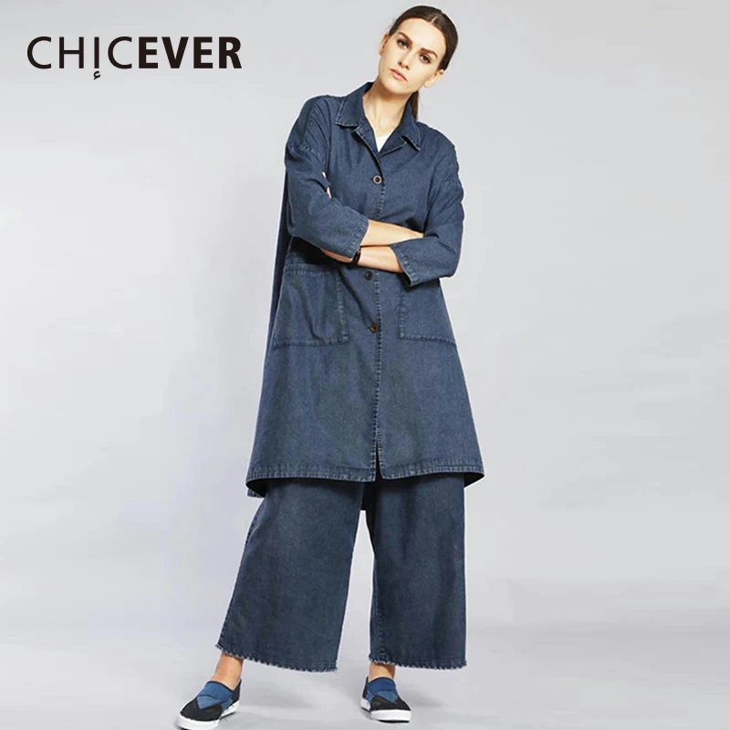 CHICEVER Джинсовый комплект из двух предметов женский костюм Свободное пальто