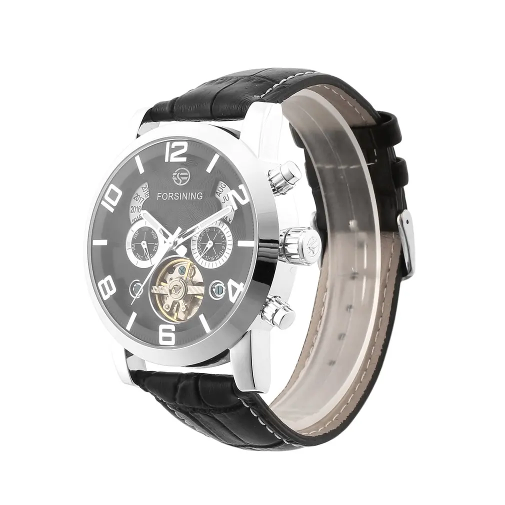 

Forsining Multifunctional Men Watch Stainless Steel Case Casual Full Automatic Mechanical Watch with Complete Clendar Display