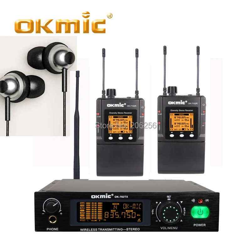 OKMIC 1 OK-782TX+ 2 OK-7102R Professional Stage on Performance Stereo Desktop в ухо Мониторы системы, Simultaneo интерпретация