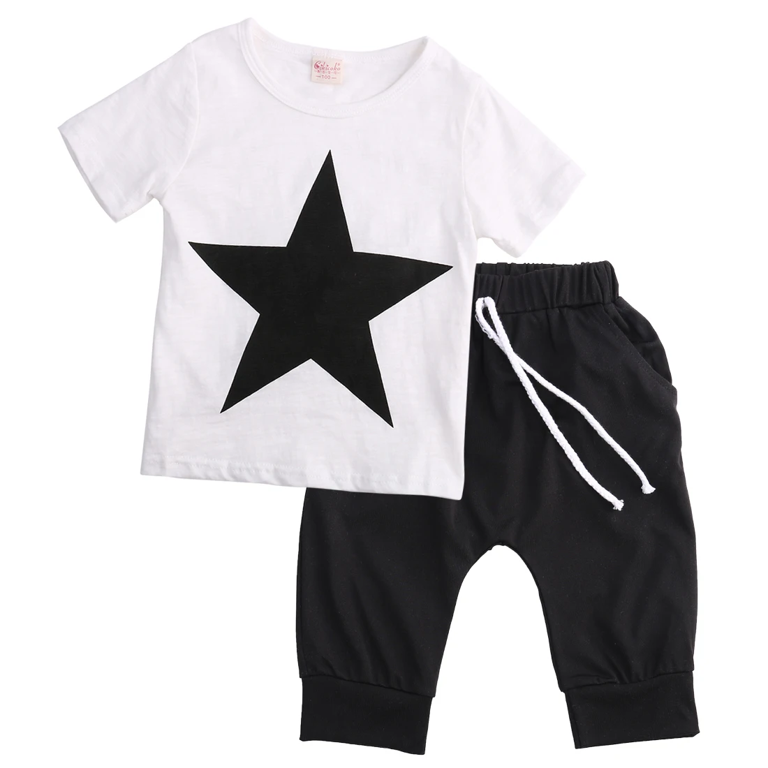 

2018 FOCUSNORM Summer Casual Toddler Kids Boys Star Short Sleeve T-shirt Tops Harem Pants Outfits Set Clothes