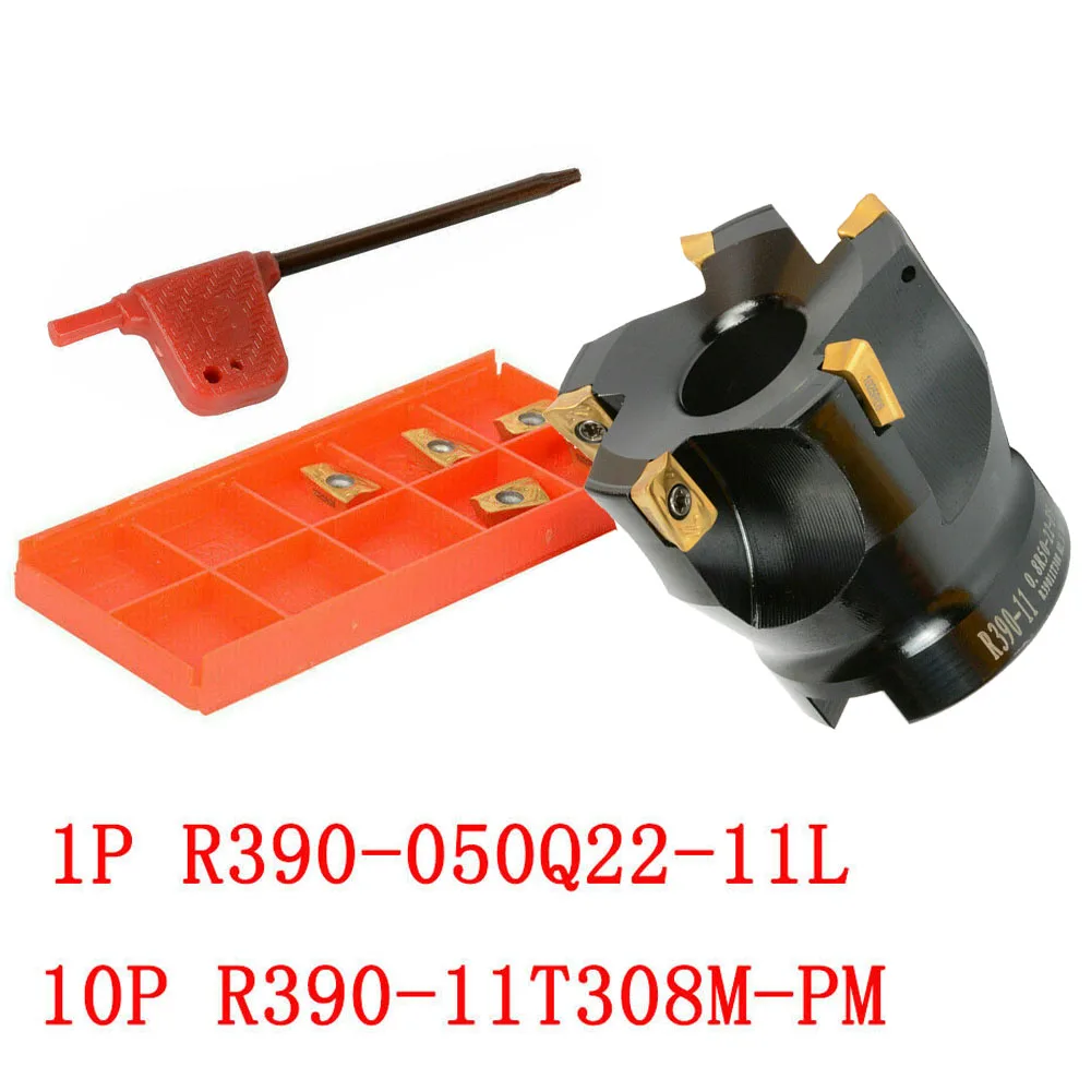 

1pc Alloy Steel R390-050Q22-11L Round Face End Mill Indexable Face Cutter+10PCS R390-11T308 High Quality Accessory Part Tools