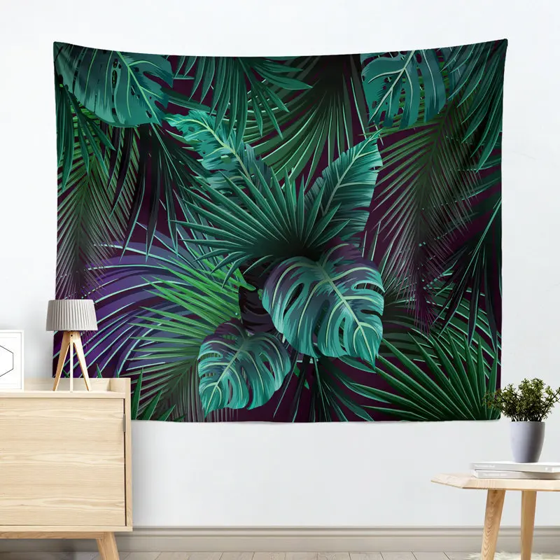 

Nordic Wall Hanging Tapestry Nature Tropical Green Leaves Bohemia Home Decor Wall Cloth Tapestries Landscape Throw Beach Blanket
