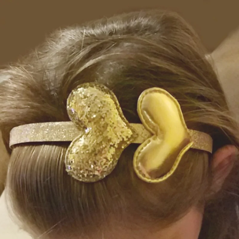 

Sale 1pc Girls Sequin Star Heart Hair Band Kids Headband BB Party Solid PU Handmade Hairbands Hair Accessories