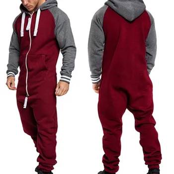 

2019 Winter Men's Warm Plus Size 3XL Home and Outwear One Piece Adult Mens Striped Sleeve Cargo Trouser Jumpsuit Overalls