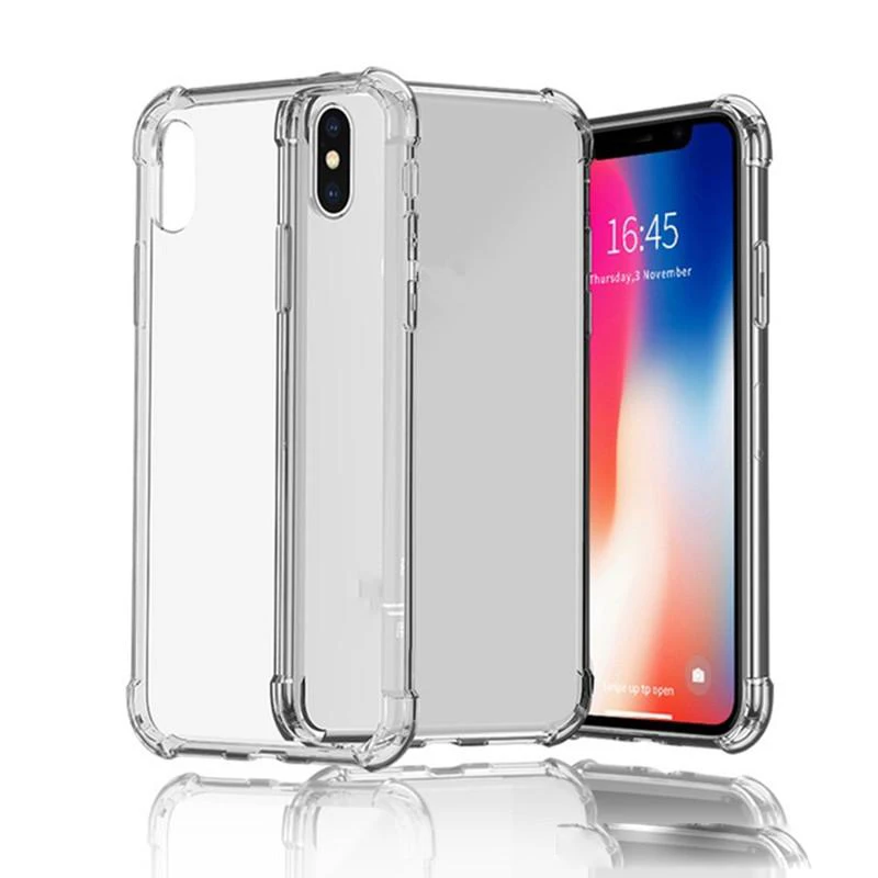 

100PCS 1.5mm Clear Shockproof Soft Transparent TPU Cases Cover For iPhone XS Max XR Samsung A7 A9 2018 J4 J6 Prime Case Free DHL
