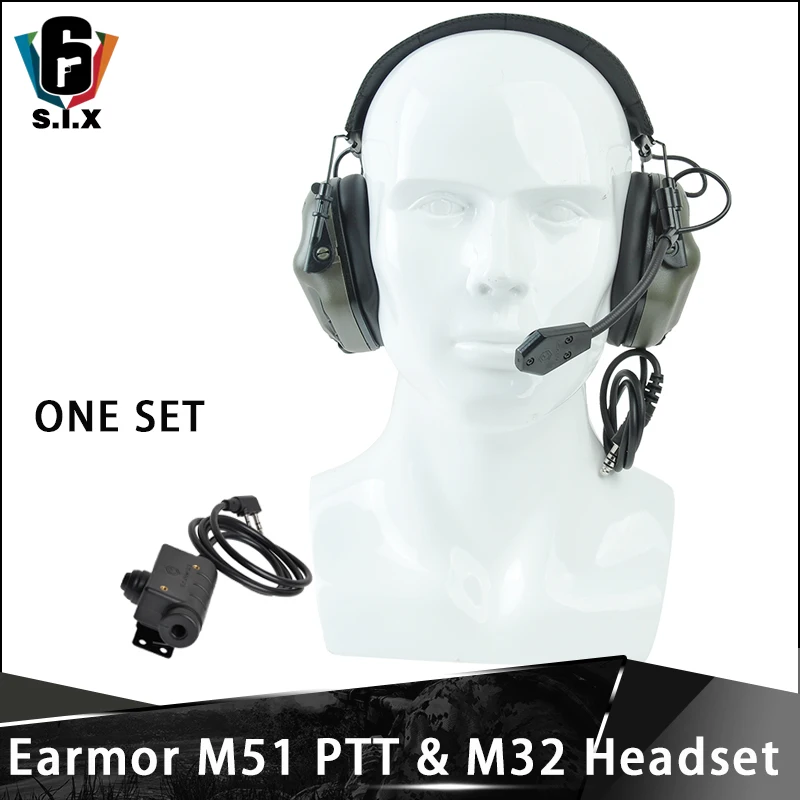 - OPSMEN Earmor Airsoft Tactical Earmuff Noise Reduction Headset M32 MOD3 Aviation Headsets And M51 PTT