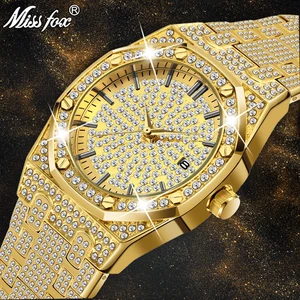 MISSFOX Watch Women Watches Luxury Brand 18K Gold Watch Fashion Calender Lady Diamond Watch Female Quartz Wristwatches Hour