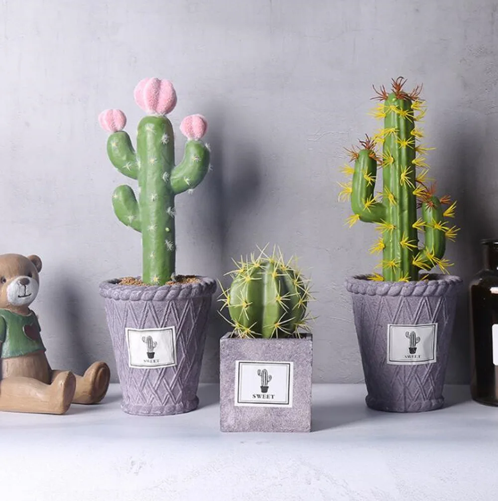 

Resin Cactus Miniatures Nordic Modern Style Flower Pot Plant Pot Home Decoration Accessories