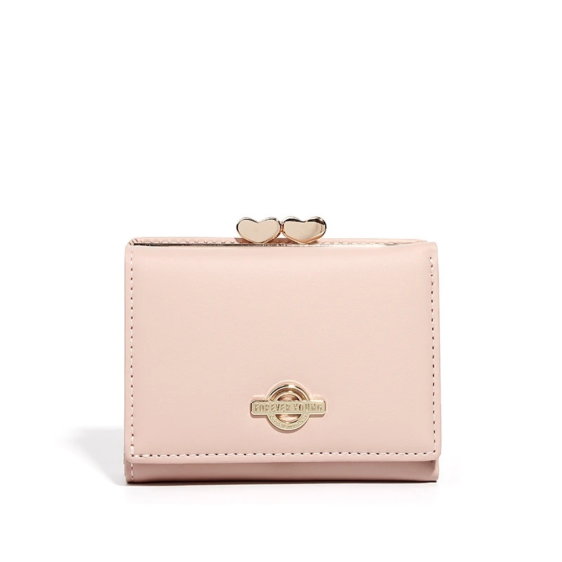 

Korean Version Multi-Function Coin Purse Multi-Card Pu Leather Metal Wallet Short Section 3 Folder Women's Wallet