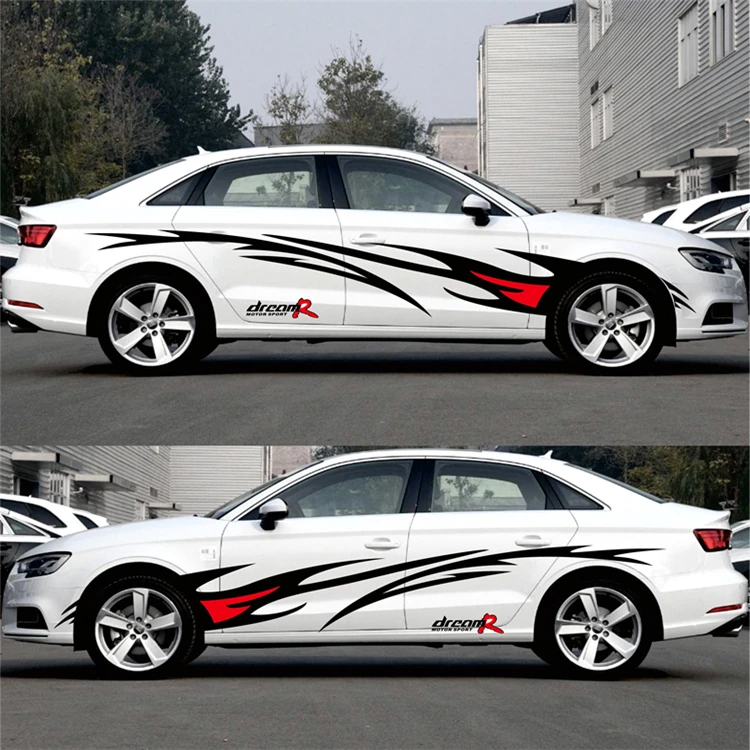 Pair Universal Flame Auto Car Body Graphic Decal Large Flaming Sticker Decor