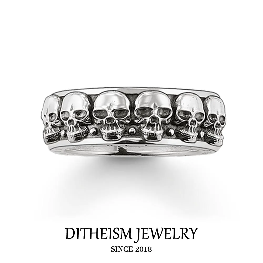 

Wedding Eternity Rings Large Skulls Skeleton, 2018 New 925 Sterling Silver Fashion Jewelry Trendy Punk Gift For Women and Men
