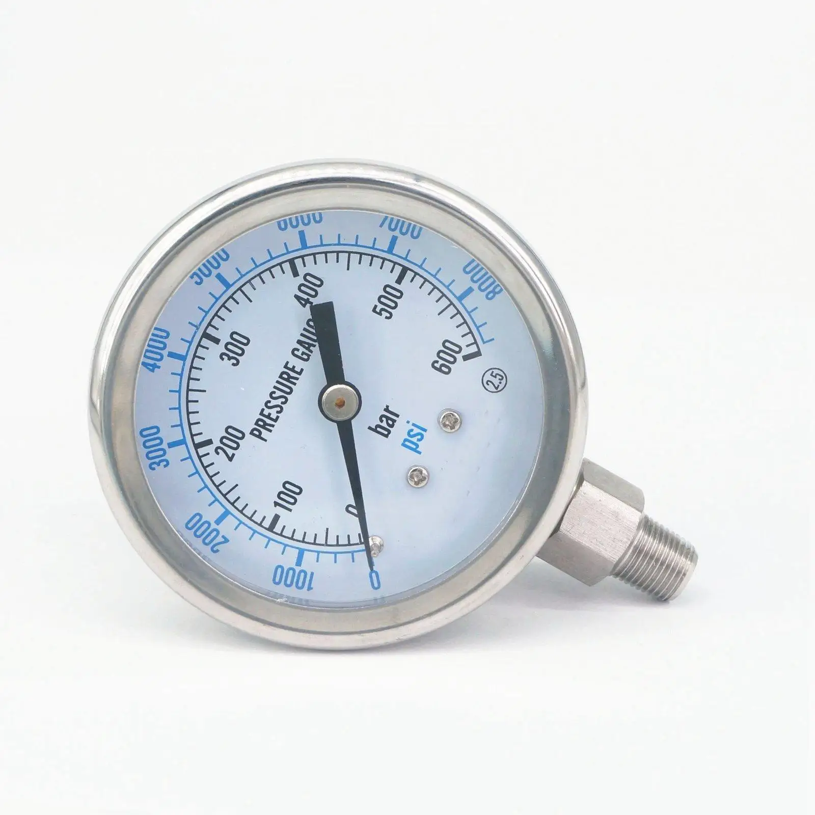 

0-600bar 1/8" NPT Male 60mm Dial Pressure Gauge 304 Stainless Bar PSI N2 Steam Brewing Pneumatic