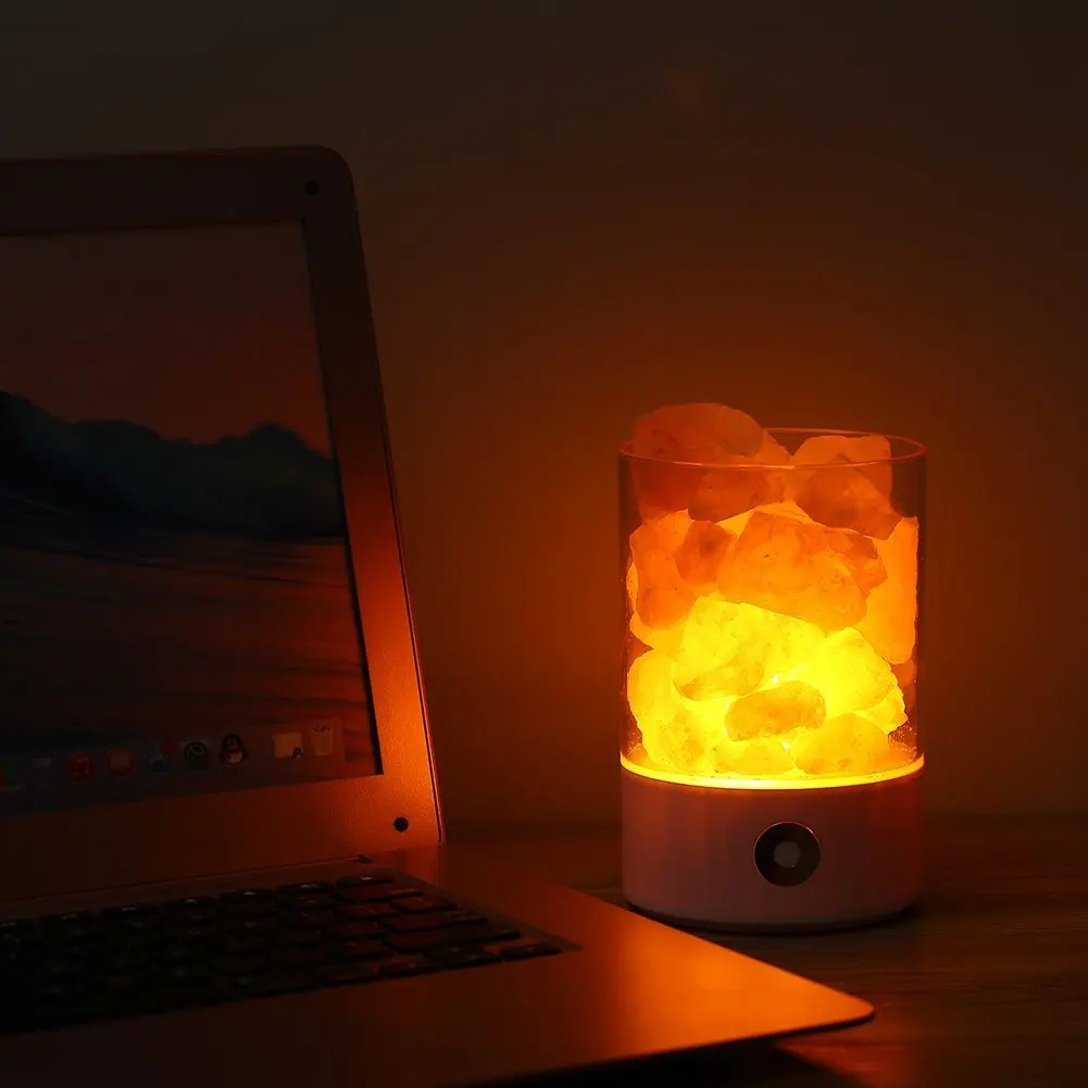 USB настоящая гималаяс соль Кристалл рок лампа хорошая для здоровья маленький