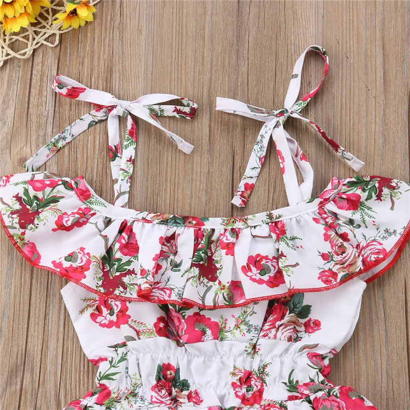 0-5T Girls Dresses New Summer Fashion Toddler Baby Kids Floral Print Sleeveless Clothes Party Bib Strap Tutu Dress Girl kid