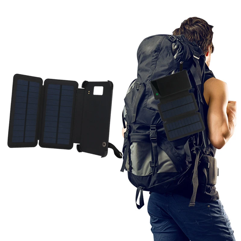 

5.5inch 8000mAh Solar Panel Charger Kit Waterproof USB outdoor Power Bank With LED Light For Outdoor Travel charging Tools