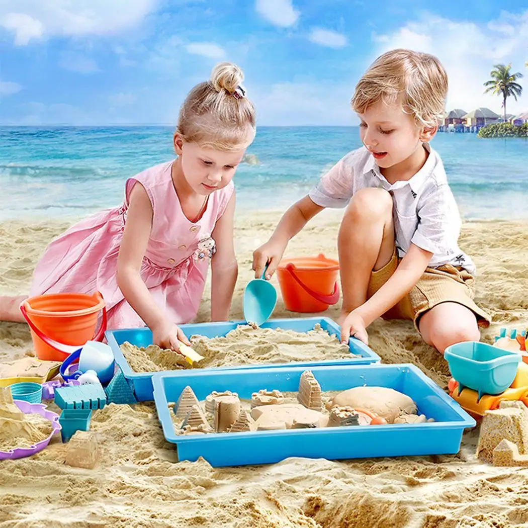 Детские Пластиковые Летние морские песочные ведра грабли лопаты пляж, набор игрушек> 3 года многоцветный