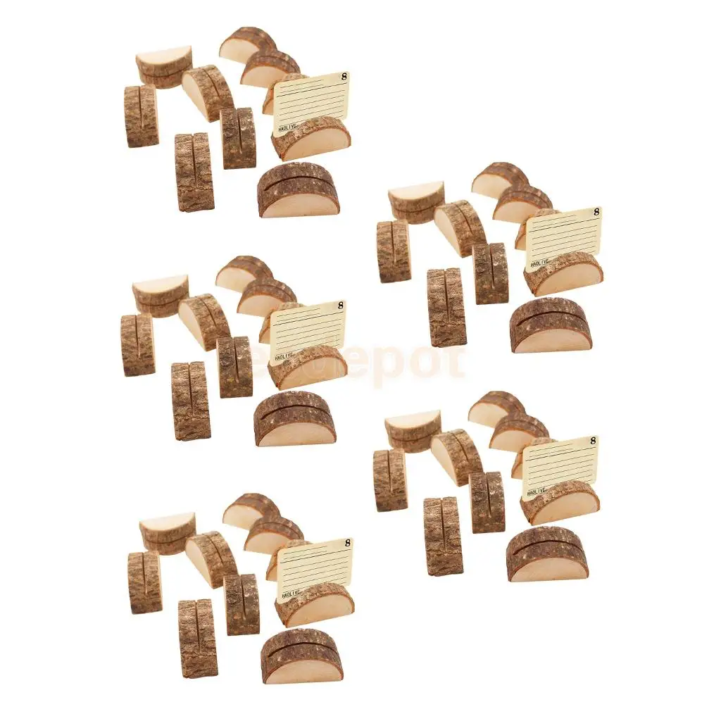 50pcs Rustic Wood Table Numbers Holder Wood Place Card Holder Party Wedding Table Name Card Memo Note