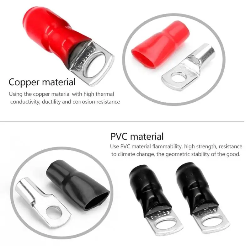 VODOOL 10 шт. автомобильный аудио провод заземления кольцевые клеммы 4AWG/6AWG Калибр M8