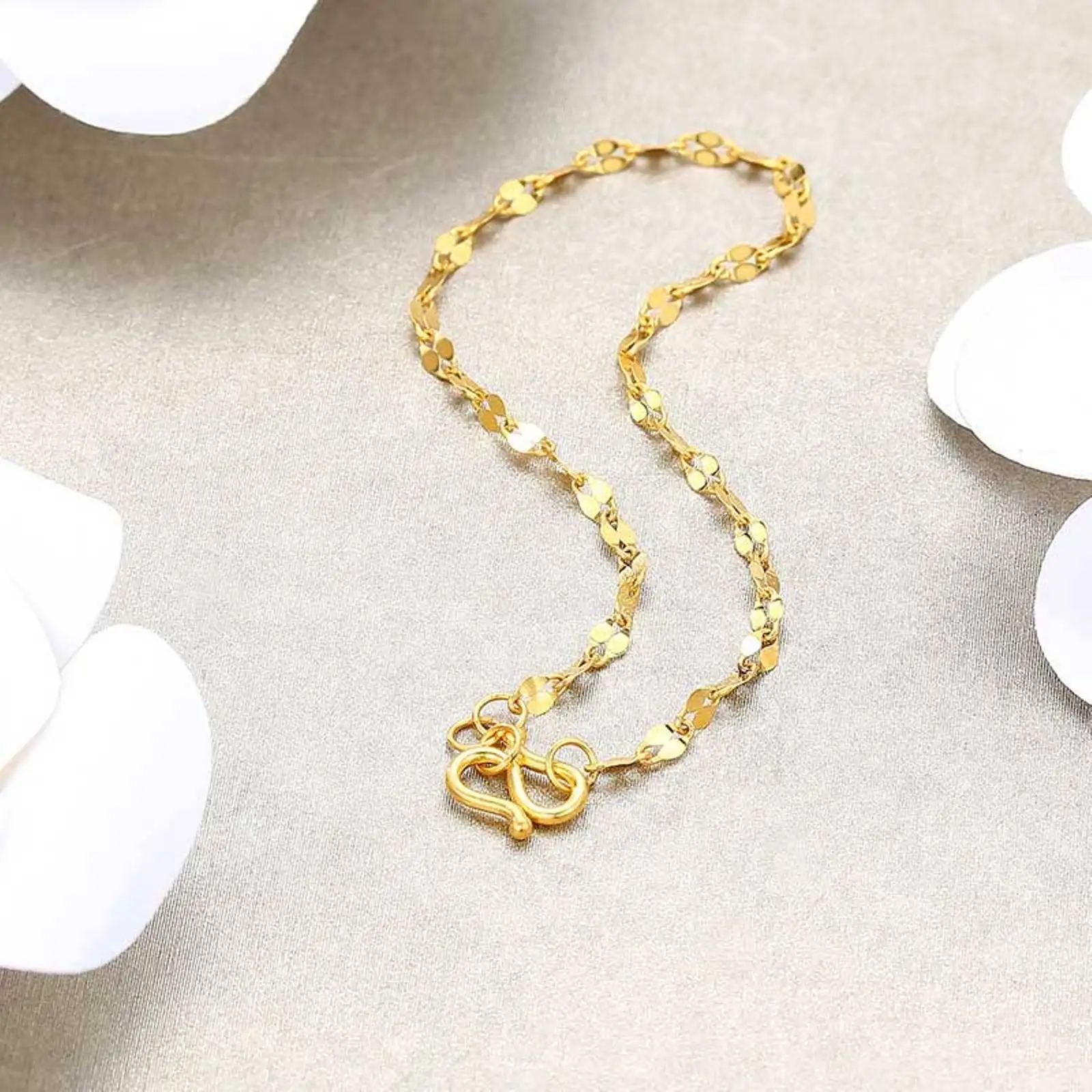 

Real Solid 24k Yellow Gold Bracelet Lucky Tip Tile Link Chain 6.3inch 1.6-2.1g