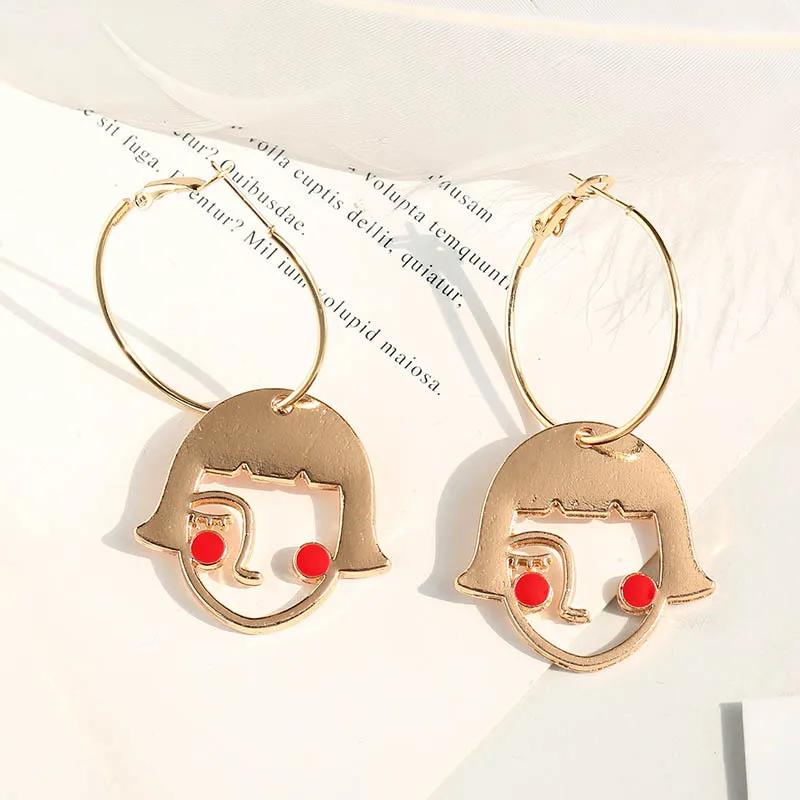 Серьги капли из сплава с рисунком для девочек оригинальное ювелирное