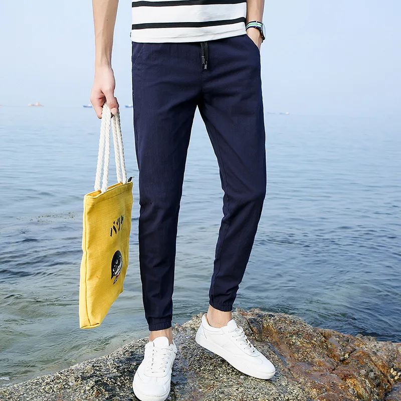 

Man Leisure Time Pants Trend Thin Section Nine Part Pants Bound Feet Pants