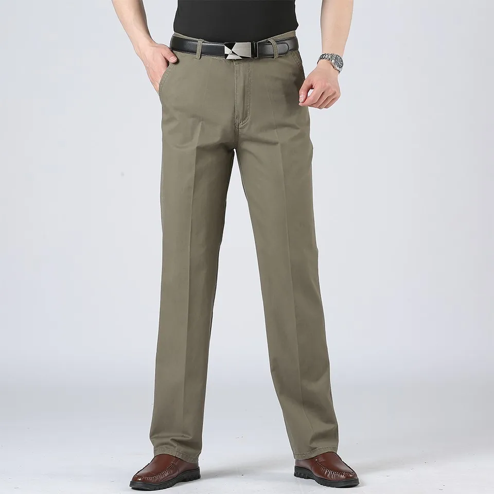 40 размера плюс мужские Весна Лето Новые деловые повседневные брюки мужские хлопок модные однотонные брюки Мужская брендовая одежда