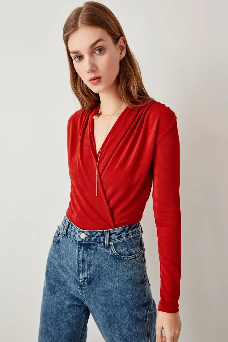 Trendyol Cinnamon двубортный Трикотажный боди TOFAW19LR0281| |
