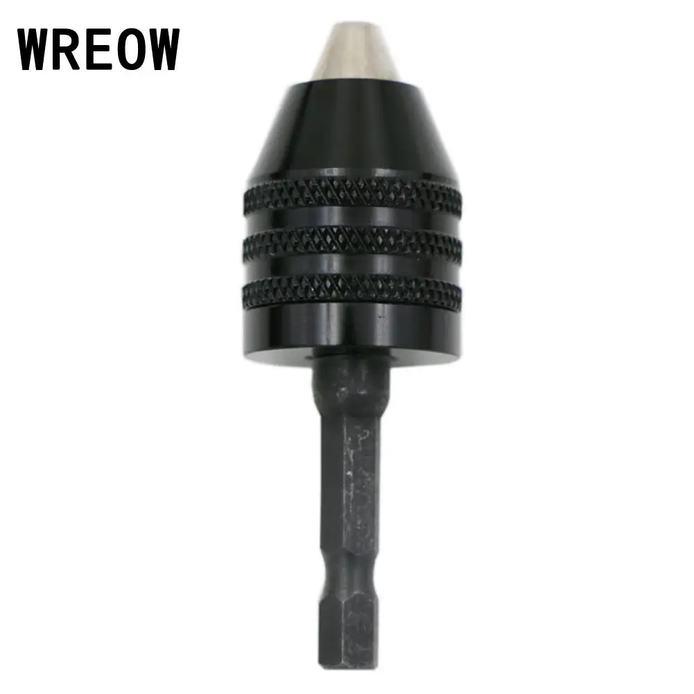 Drill Chuck Universal 1/4 Inch Hex Shank Keyless Impact Quick Change Adapter Converter 0.3-8mm black Easily locks | Инструменты