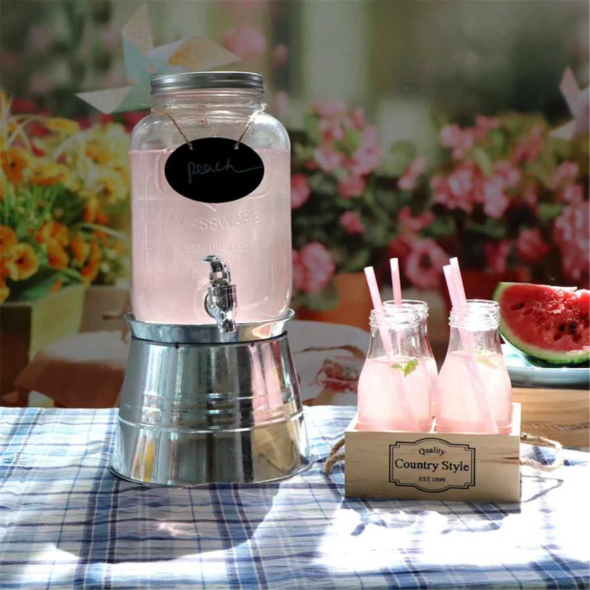 Buy Drink Dispenser 4L Glass Jar and Iron Station