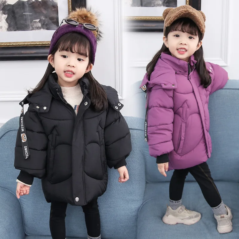 

Loose Coat 2018 3-4-5-6-7 years Winter Children's Garment Girl Medium Length Cotton Padded Jacket With Thickened Fabric Clothes