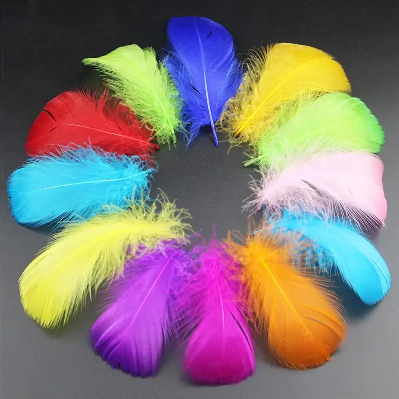 100pcs Mixed Color Natural Goose Feather Colorful Feather Plumes Hair ...