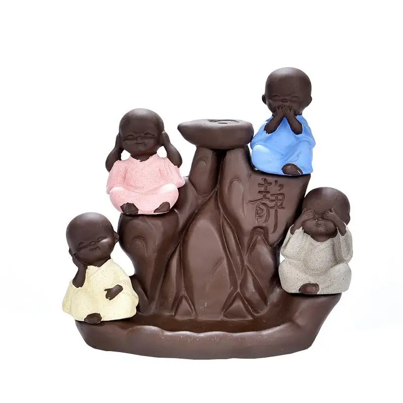 

The Little Monk Incense Burner Smoke Waterfall Backflow Incense Holder Ceramic Censer Mountain River Handicraft Incense Holder